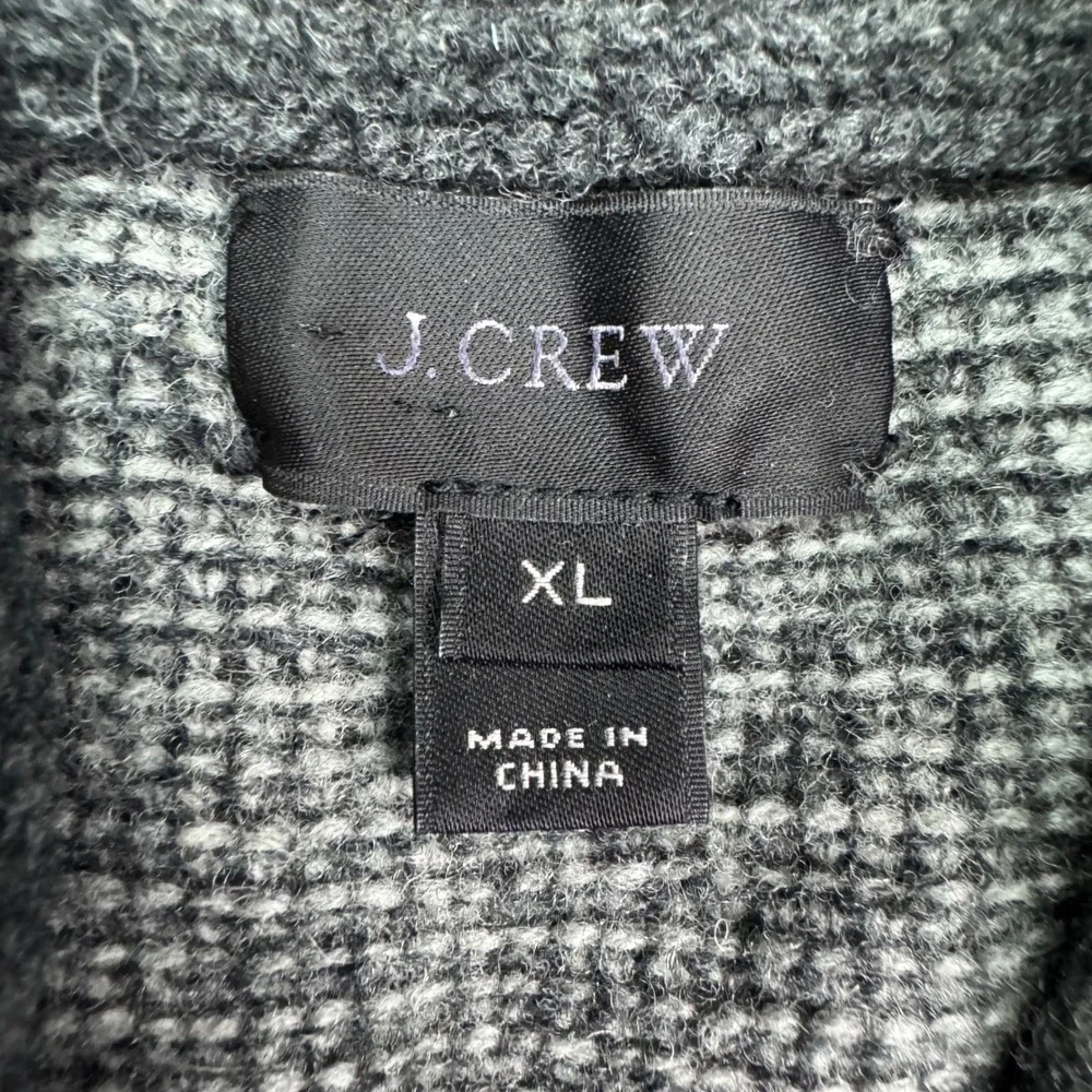 J Crew Sweater Mens XL Gray Regular Shawl Collar Wool Waffle Knit Pullover